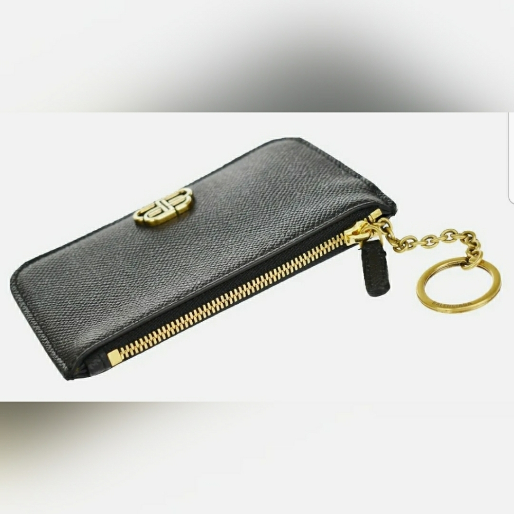 🐰BALENCIAGA BB Logo Coin Wallet Purse Key Ring Le - Picture 7 of 14